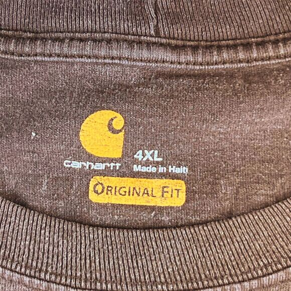 Carhartt Shirt 4X Washed Brown Workwear Streetwear Rugged Urban Long Sleeve Tee - Picture 6 of 15